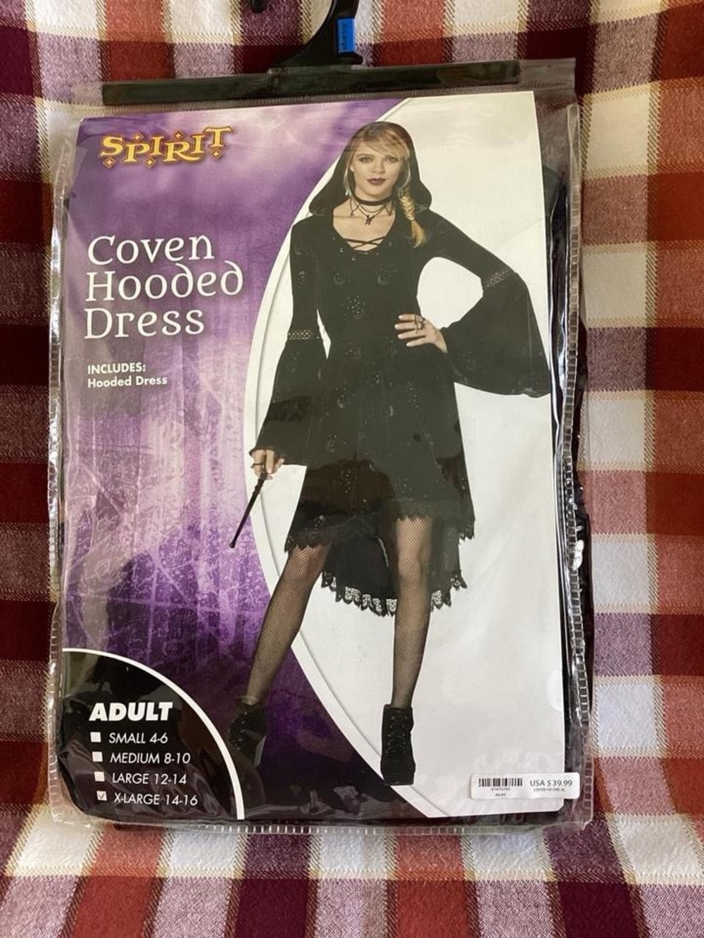 Spirit Halloween Celestial Coven Hooded Dress Costume XL Black Velvet
